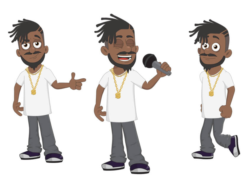 Axel - A black male rapper hip hop artist singer musician puppet for Adobe Character Animator.