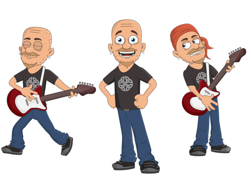 Ernie - A white male lead guitarist musician puppet for Adobe Character Animator.