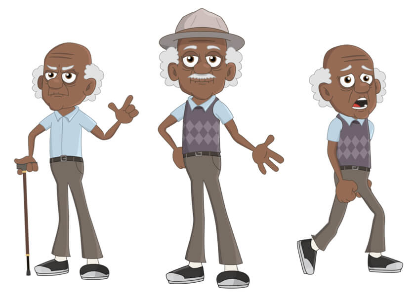 Ebenezer - Elderly, Black Male Puppet for Adobe Character Animator