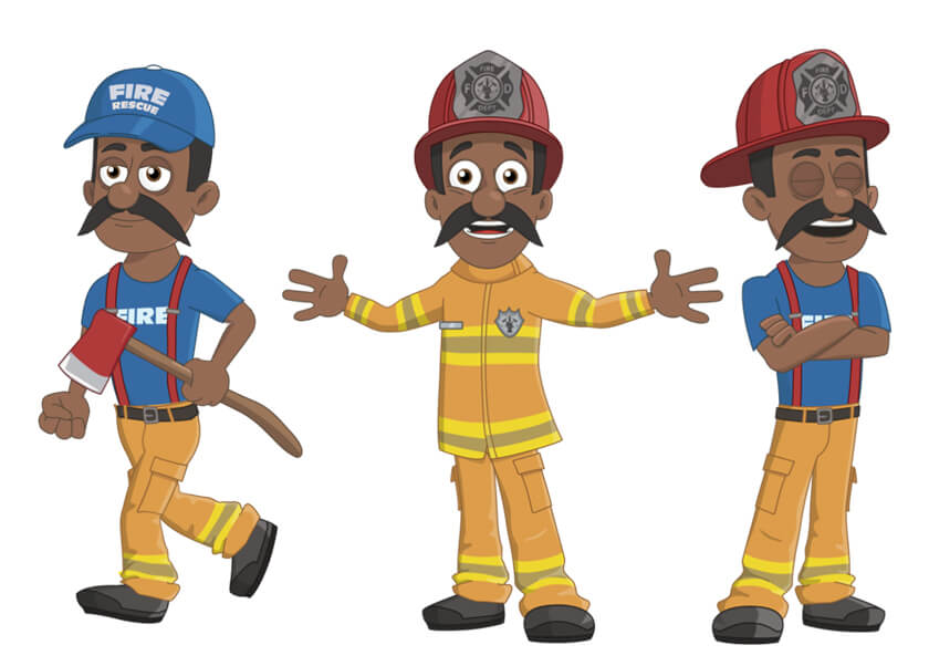 Floyd - black, Firefighter, male Puppet for Adobe Character Animator