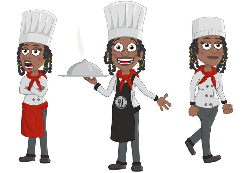 Hailey - Black, Chef, female Puppet for Adobe Character Animator